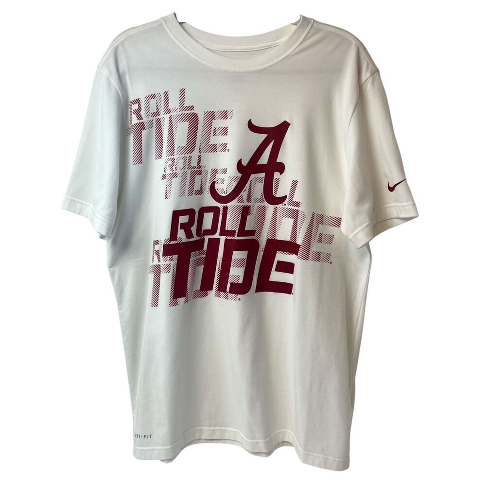 Nike Alabama Crimson Tide “Roll Tide” Dri-Fit T-Shirt Men’s Size L White/Crimson